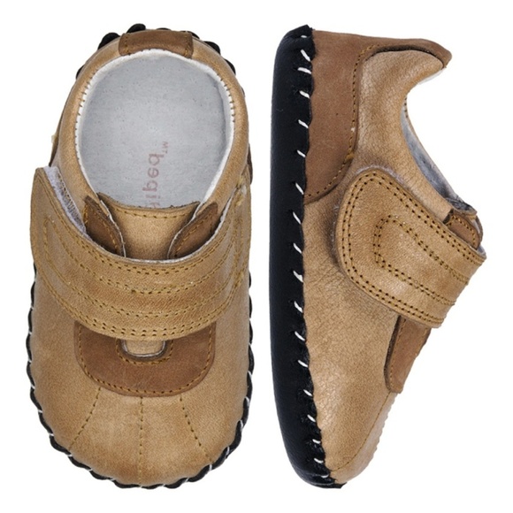 Pediped Cooper 6-12 months infant leather mocs shoes tan brown NWT - Picture 1 of 5
